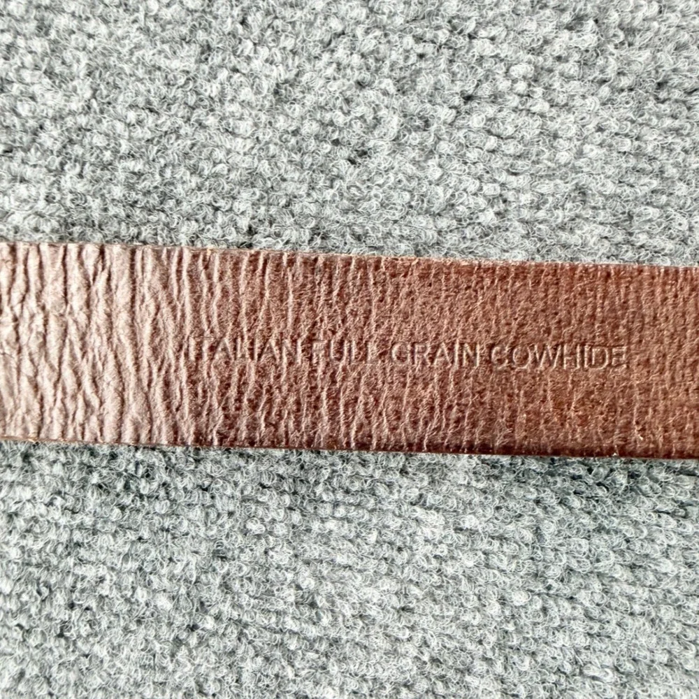 Fossil Leather Belt Mens 38 Brown Italian Full Grain Cowhide Casual Classic